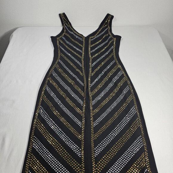 Carmen Marc Valvo Black and Gold Sequin Dress Size Small - Picture 8 of 12